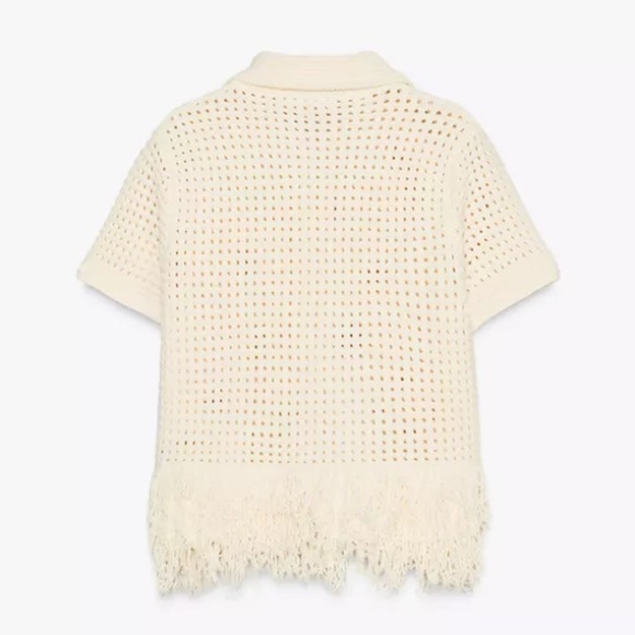 ZARA CHECKERED KNIT JACKET WITH FRINGE - Picture 8 of 13